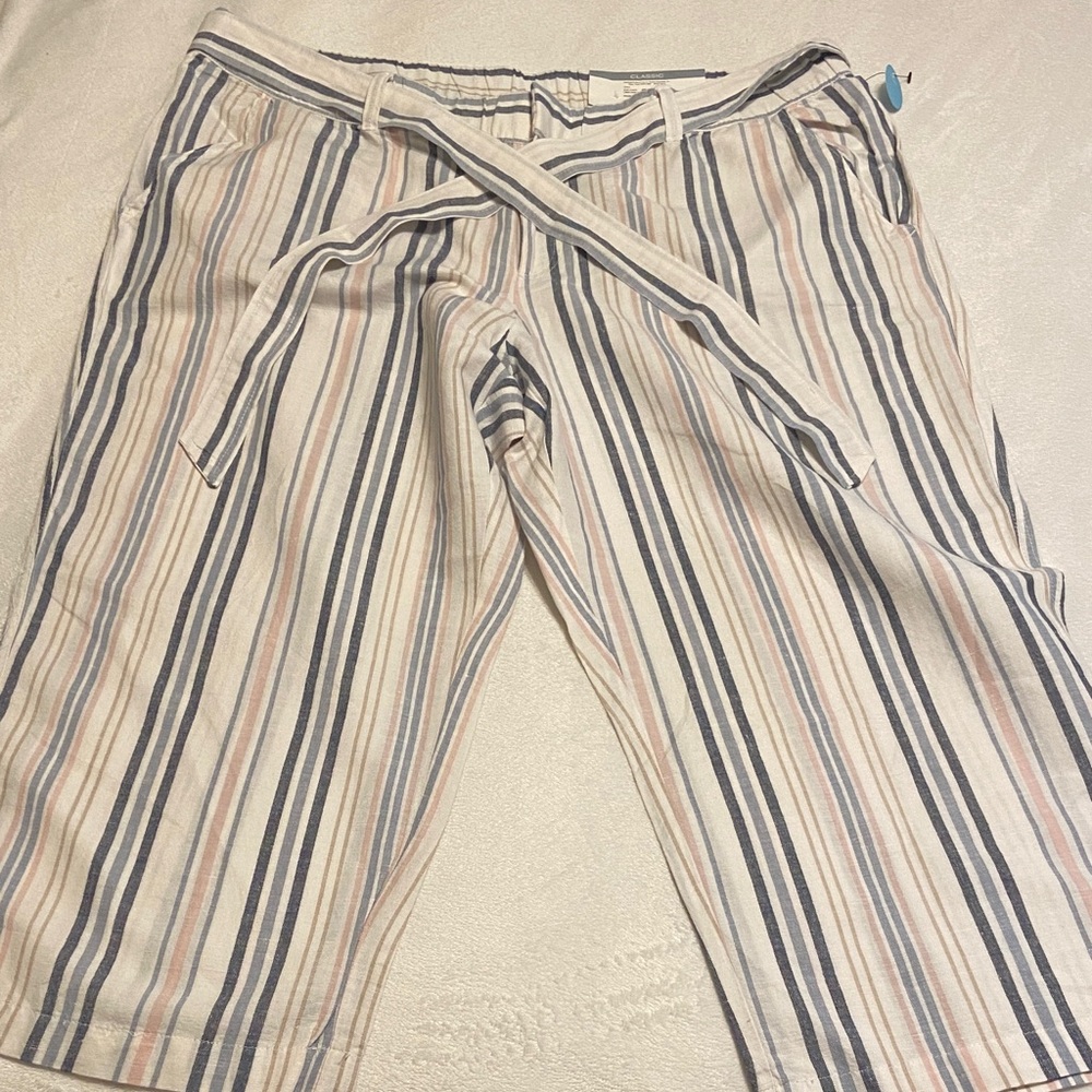 NWT Liz Claiborne Linen Cotton Blend Cropped Pants High Waist